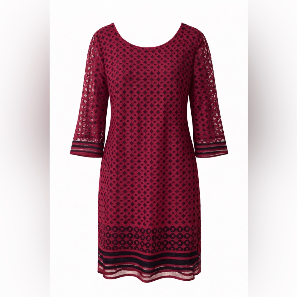 Max Studio Burgundy Crochet Lace Shift Dress | Size M